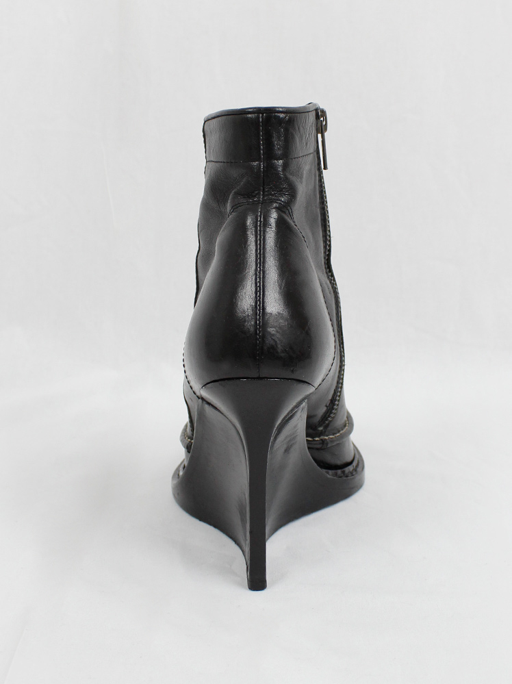 vintage Ann Demeulemeester black ankle boots with slit wedge fall 2010 (14)