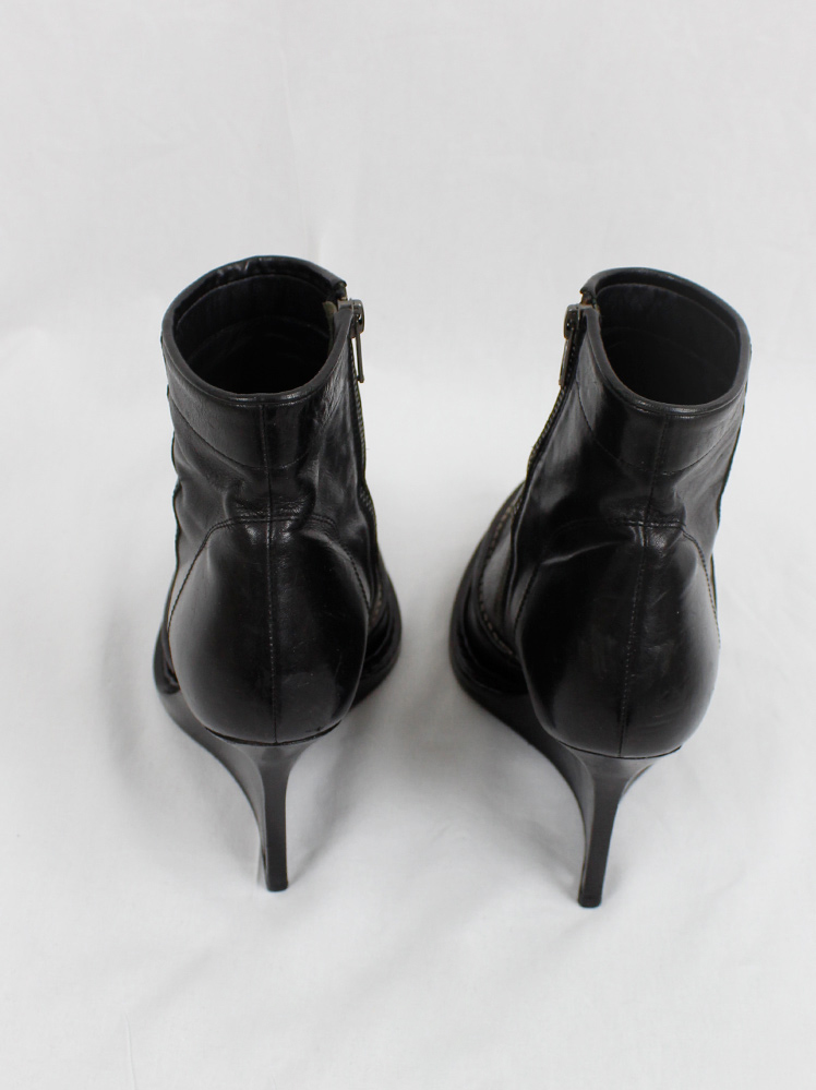 vintage Ann Demeulemeester black ankle boots with slit wedge fall 2010 (6)