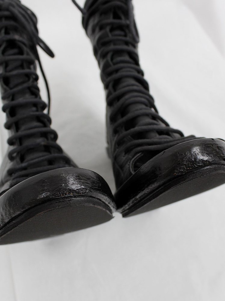 vintage Ann Demeulemeester black front laced sandals with strapped open sides and wedge heel spring 2012 (15)
