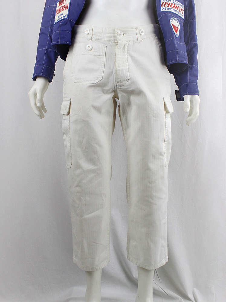 vintage Daily by Wim Neels white cropped denim trousers with cargo pockets (4)