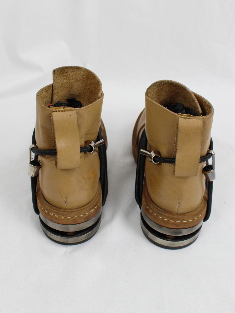 vintage Dirk Bikkembergs camel brown mountaineering boots with black elastic fall 1996 (10)