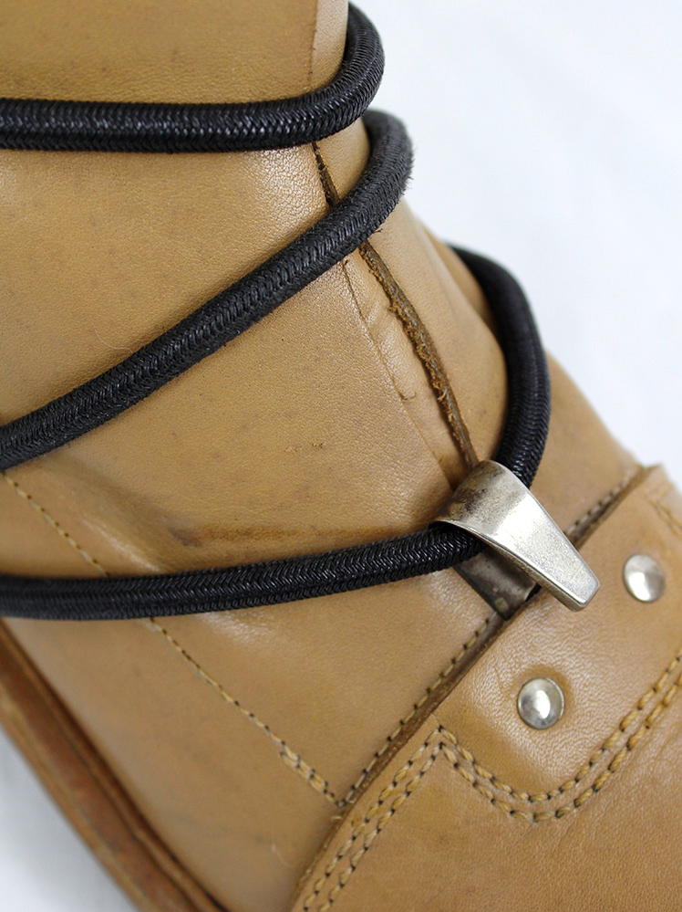 vintage Dirk Bikkembergs camel brown mountaineering boots with black elastic fall 1996 (12)
