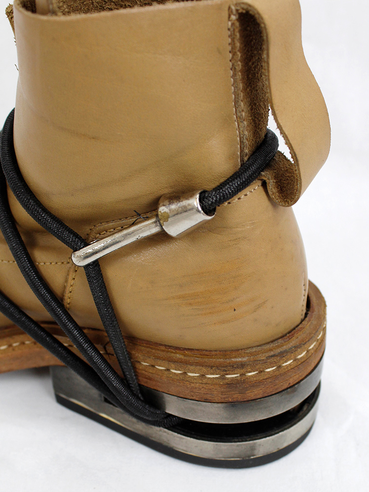 vintage Dirk Bikkembergs camel brown mountaineering boots with black elastic fall 1996 (13)
