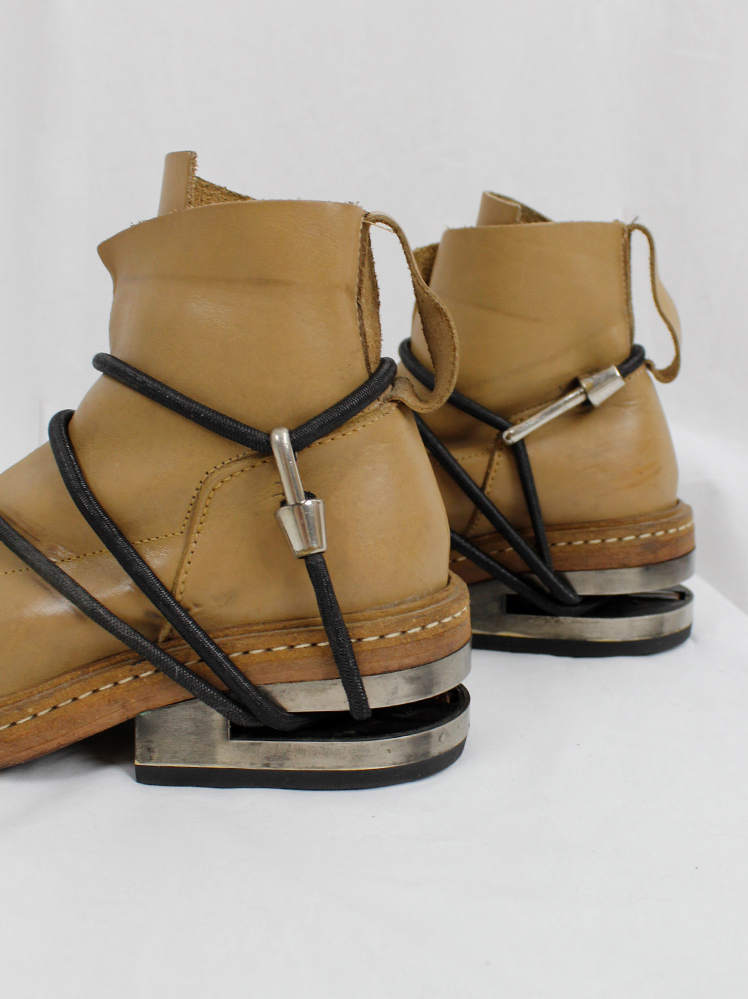 vintage Dirk Bikkembergs camel brown mountaineering boots with black elastic fall 1996 (17)