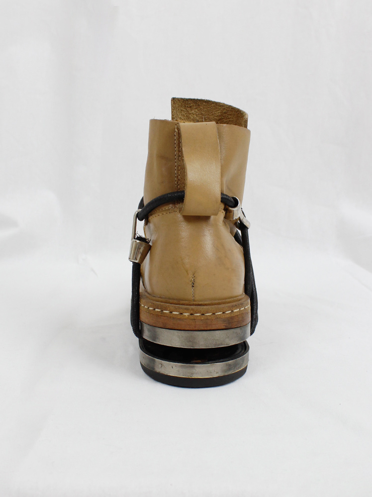 vintage Dirk Bikkembergs camel brown mountaineering boots with black elastic fall 1996 (4)