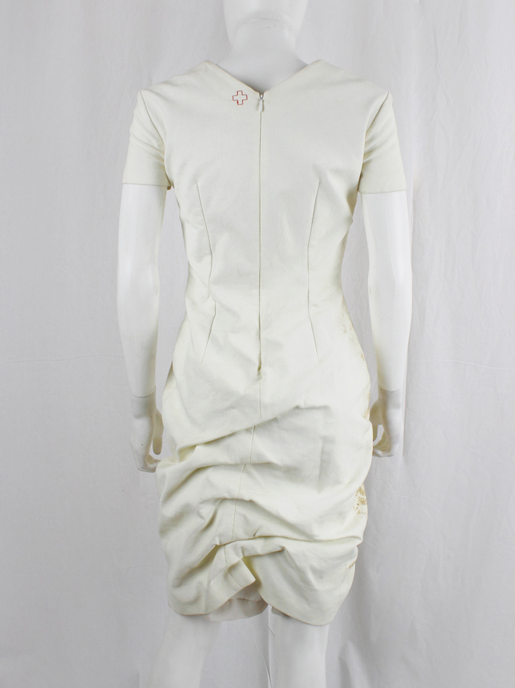 vintage af Vandevorst beige dress with scrunched up skirt decorated with beach sand spring 2014 (15)