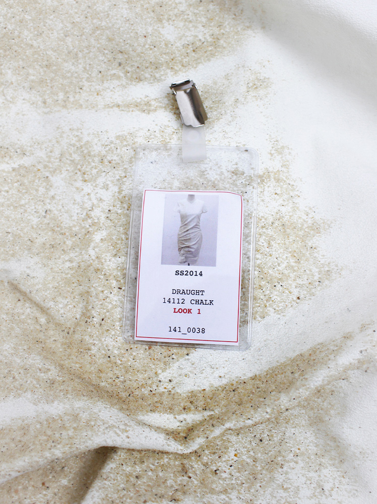 vintage af Vandevorst beige dress with scrunched up skirt decorated with beach sand spring 2014 (22)
